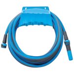 Kerti locsolótömlő, Aquacraft 870101, kék/szürke, 1/2", 10 m, 35 bar, 2 funkciós fúvókával, fali tartóval, PVC belső cső, textilborítás