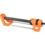 Kerti locsolófej, Strend Pro Garden BJ4617, fekete/narancssárga, oszcilláló, 16 fúvóka, 180°-ig állítható, maximum 4 bar, 250 m2 öntözési terület