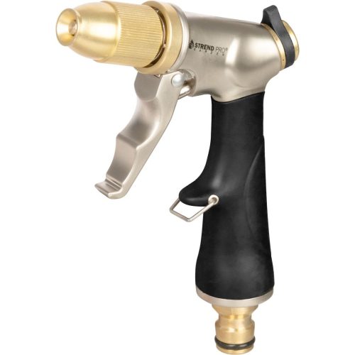 Kerti locsolópisztoly, Strend Pro Garden BJ4038T, fekete/ezüst, 2 funkcós, állítható vízáram, cink ötvözet