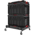 Rendszerező készlet, Qbrick Patrol One, fekete, 6 részes, moduláris, fiókos, kerekes szállítóplatformmal, műanyag, erős zárakkal