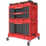 Rendszerező készlet, Qbrick Patrol One 2.0, piros, 7 részes, moduláris, fiókos, kerekes szállítóplatformmal, műanyag