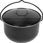 Bogrács szett, Strend Pro, 14 literes, disznótoros-gulyásfőző, zománcozott, háromlábú katlannal, rozsdamentes acél kéménnyel, merőkanállal