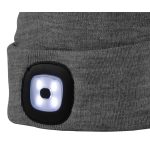 Sapka fejlámpával, Strend Pro Albacore, L méret, szürke, 4x SMD LED, 60 lm, USB-töltés, akkumulátoros, 3 fokozatú fényerő, mosható