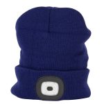 Sapka fejlámpával, Strend Pro Albacore, L méret, kék, 4x SMD LED, 60 lm, USB-töltés, akkumulátoros, 3 fokozatú fényerő, mosható