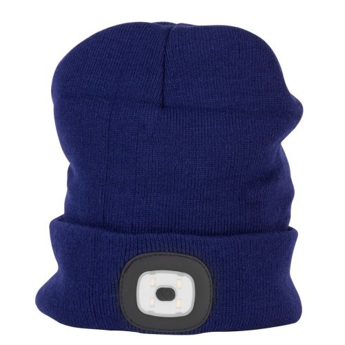 Sapka fejlámpával, Strend Pro Albacore, L méret, kék, 4x SMD LED, 60 lm, USB-töltés, akkumulátoros, 3 fokozatú fényerő, mosható