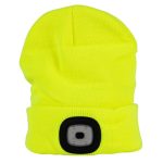 Sapka fejlámpával, Strend Pro Albacore, L méret, sárga, 4x SMD LED, 60 lm, USB-töltés, akkumulátoros, 3 fokozatú fényerő, mosható