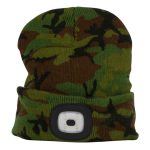 Sapka fejlámpával, Strend Pro Albacore, L méret, terepmintás, 4x SMD LED, 60 lm, USB-töltés, akkumulátoros, 3 fokozatú fényerő, mosható