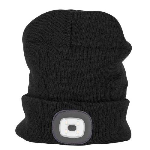 Sapka fejlámpával, Strend Pro Albacore, L méret, fekete, 4x SMD LED, 60 lm, USB-töltés, akkumulátoros, 3 fokozatú fényerő, mosható