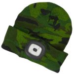 Sapka fejlámpával, Strend Pro Albacore, M méret, gyerek, terepmintás, 4x SMD LED, 60 lm, USB-töltés, akkumulátoros, 3 fokozatú fényerő, mosható