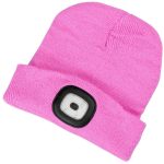 Sapka fejlámpával, Strend Pro Albacore, M méret, gyerek, rózsaszín, 4x SMD LED, 60 lm, USB-töltés, akkumulátoros, 3 fokozatú fényerő, mosható