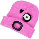 Sapka fejlámpával, Strend Pro Albacore, M méret, gyerek, rózsaszín, 4x SMD LED, 60 lm, USB-töltés, akkumulátoros, 3 fokozatú fényerő, mosható