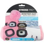 Sapka fejlámpával, Strend Pro, M méret, gyerek, rózsaszín, 4x SMD LED, USB töltés, akkumulátoros, 3 fokozatú fényerő, 2 bojtos, mosható