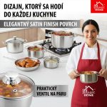 Nyeles lábas, MagicHome Chloe, 14 cm, 1 l, ezüst, üvegfedővel, 304 rozsdamentes acél, háromrétegű alj, indukciós kompatibilis, mosogatógépben mosható