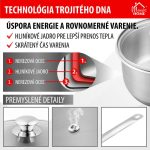 Nyeles lábas, MagicHome Chloe, 14 cm, 1 l, ezüst, üvegfedővel, 304 rozsdamentes acél, háromrétegű alj, indukciós kompatibilis, mosogatógépben mosható