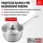Nyeles lábas, MagicHome Chloe, 18 cm, 2 l, ezüst, üvegfedővel, 304 rozsdamentes acél, háromrétegű alj, indukciós kompatibilis, mosogatógépben mosható