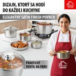 Nyeles lábas, MagicHome Chloe, 18 cm, 2 l, ezüst, üvegfedővel, 304 rozsdamentes acél, háromrétegű alj, indukciós kompatibilis, mosogatógépben mosható