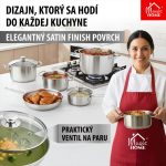 Nyeles lábas, MagicHome Chloe, 28 cm, 4 l, ezüst, üvegfedővel, 304 rozsdamentes acél, háromrétegű alj, indukciós kompatibilis, mosogatógépben mosható