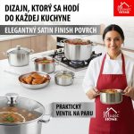 Lábas, MagicHome Chloe, 24 cm, 8 l, ezüst, üvegfedővel, 304 rozsdamentes acél, háromrétegű alj, minden főzőlapra, mosogatógépben mosható