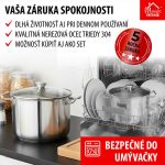 Lábas, MagicHome Chloe, 24 cm, 8 l, ezüst, üvegfedővel, 304 rozsdamentes acél, háromrétegű alj, minden főzőlapra, mosogatógépben mosható