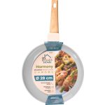Serpenyő, MagicHome Harmony, 28 cm, világosszürke, indukciós alj, fa hatású kivitel, kerámia bevonat, minden tűzhelyhez, könnyen tisztítható