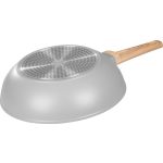 Wok serpenyő, MagicHome Harmony, 28 cm, világosszürke, kerámiabevonat, tapadásmentes, indukciós alj, ergonomikus fa hatású nyél, hőálló, könnyen tisztítható