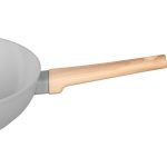 Wok serpenyő, MagicHome Harmony, 28 cm, világosszürke, kerámiabevonat, tapadásmentes, indukciós alj, ergonomikus fa hatású nyél, hőálló, könnyen tisztítható