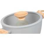 Lábas, MagicHome, Harmony, 20 cm, 2,2 l, világosszürke, üvegfedővel, tapadásmentes, kerámia bevonat, indukciós, mosogatógépben mosható