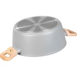 Lábas, MagicHome, Harmony, 24 cm, 4 l, világosszürke, üvegfedővel, tapadásmentes, kerámia bevonat, indukciós, mosogatógépben mosható