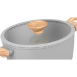 Lábas, MagicHome, Harmony, 24 cm, 4 l, világosszürke, üvegfedővel, tapadásmentes, kerámia bevonat, indukciós, mosogatógépben mosható