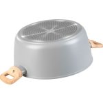 Lábas, MagicHome, Harmony, 28 cm, 5,9 l, világosszürke, üvegfedővel, tapadásmentes, kerámia bevonat, indukciós, mosogatógépben mosható