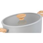 Lábas, MagicHome, Harmony, 28 cm, 5,9 l, világosszürke, üvegfedővel, tapadásmentes, kerámia bevonat, indukciós, mosogatógépben mosható