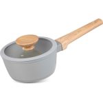 Nyeles lábas, MagicHome Harmony, 16 cm, 1,3 l, szürke, kerámiabevonatos, üvegfedővel, szilikon peremmel, indukciós