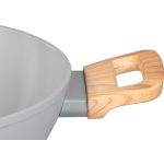 Lábas, MagicHome Harmony, 26 cm, 2,8 l, világosszürke, lapos, üvegfedővel, kerámia, tapadásmentes, indukciós alj, fa hatású fogantyúkkal