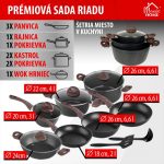Edénykészlet, MagicHome Black Marble Line, fekete, 13 db, márvány, tapadásmentes bevonat, üvegfedőkkel, indukciós tűzhelyhez, ergonomikus fogantyúk
