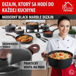 Edénykészlet, MagicHome Black Marble Line, fekete, 13 db, márvány, tapadásmentes bevonat, üvegfedőkkel, indukciós tűzhelyhez, ergonomikus fogantyúk