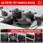 Edénykészlet, MagicHome Black Marble Line, fekete, 13 db, márvány, tapadásmentes bevonat, üvegfedőkkel, indukciós tűzhelyhez, ergonomikus fogantyúk
