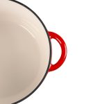 Lábas, MagicHome Castora Line, 24 cm, 4,0 l, piros, fedővel, zománcozott öntöttvas, sütőben használható, indukciós kompatibilis