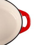 Lábas, MagicHome Castora Line, 30 cm, 4,4 l, piros, fedővel, zománcozott öntöttvas, sütőben használható, indukciós kompatibilis