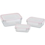 Tárolódoboz szett, MagicHome, átlátszó, 3 db, 400/900/1900 ml, téglalap alakú, fedéllel, hermetikusan záródó, mosogatógépben mosható