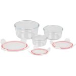 Tárolódoboz szett, MagicHome, átlátszó, 3 db, 370/800/1500 ml, kerek, fedéllel, boroszilikát üveg, mosogatógépben mosható, mikró- és sütőálló