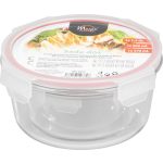 Tárolódoboz szett, MagicHome, átlátszó, 3 db, 370/800/1500 ml, kerek, fedéllel, boroszilikát üveg, mosogatógépben mosható, mikró- és sütőálló