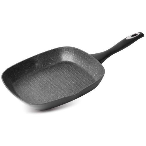 Grill serpenyő, MagicHome Black Line, 28 cm, fekete, márványbevonat, tapadásmentes, indukciós, szilikon bevonatú fogantyú