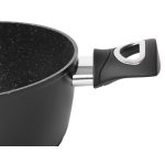 Lábas, MagicHome Black Line, 20 cm, 2,1 l, fekete, márványbevonat, tapadásmentes, indukciós alj, fedővel