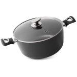 Lábas, MagicHome Black Line, 28 cm, 5,9 l, fekete, márványbevonat, tapadásmentes, indukciós alj, fedővel