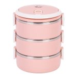 Tárolódoboz szett, MagicHome LB933, rózsaszín, 3 db, 1500 ml (3 x 500 ml), 200 x 150 x 62 mm, kerek, rozsdamentes acél betéttel, gumitömítéssel, légtelenítő szeleppel, hőtartó