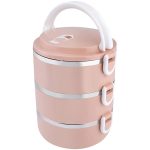 Tárolódoboz szett, MagicHome LB933, rózsaszín, 3 db, 1500 ml (3 x 500 ml), 200 x 150 x 62 mm, kerek, rozsdamentes acél betéttel, gumitömítéssel, légtelenítő szeleppel, hőtartó