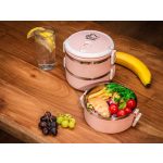 Tárolódoboz szett, MagicHome LB933, rózsaszín, 3 db, 1500 ml (3 x 500 ml), 200 x 150 x 62 mm, kerek, rozsdamentes acél betéttel, gumitömítéssel, légtelenítő szeleppel, hőtartó