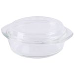 Sütőtál, MagicHome, 1500 ml + 640 ml, átlátszó, 24 × 20,6 × 9,7 cm, kerek, edzett boroszilikát üveg, hőálló -40 – +400 °C, mosogatógépben mosható