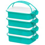 Tárolódoboz szett, MagicHome CS336, türkiz, 4 db, 4000 ml (4 x 1000 ml), 243 x 146 x 295 mm, téglalap alakú, PP/PE műanyag, mosogatógépben mosható, fagyasztható