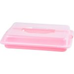 Süteményes doboz, MagicHome Caker CC09E, rózsaszín, 430 x 290 x 80 mm, műanyag, fedeles, két kapoccsal zárható, hűtőszekrényben tárolható